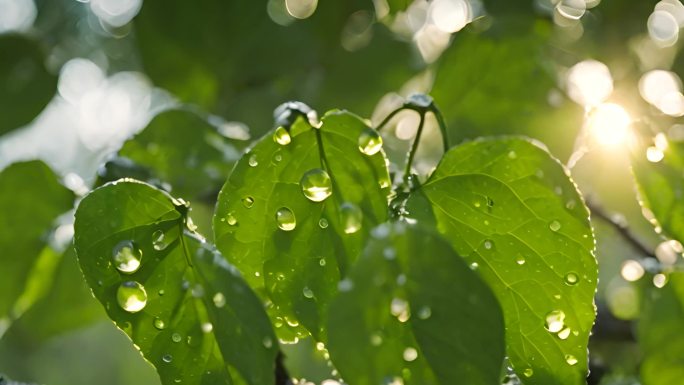 谷雨 阳光下的大自然 绿叶