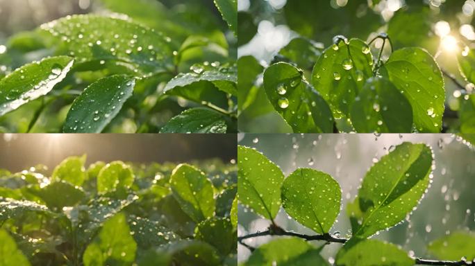 谷雨 阳光下的大自然 绿叶