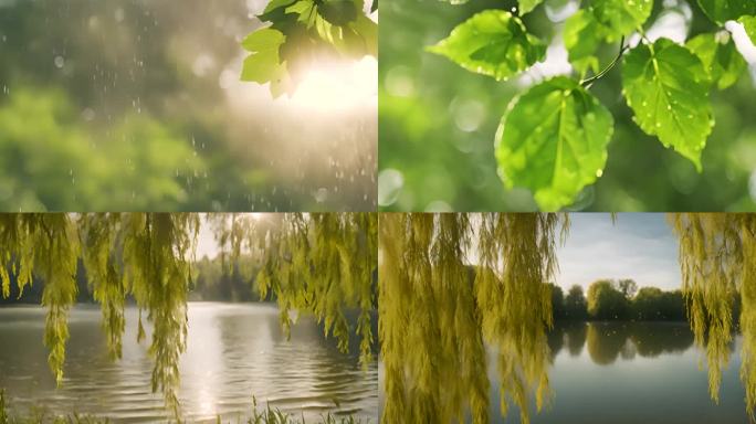 阳光 谷雨 小清新 植物绿叶上的水滴