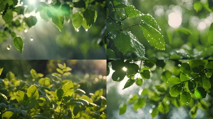 谷雨 雨后绿色植物叶片