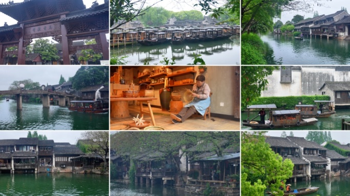 乌镇江南烟雨小镇清晨空镜 旅游胜地