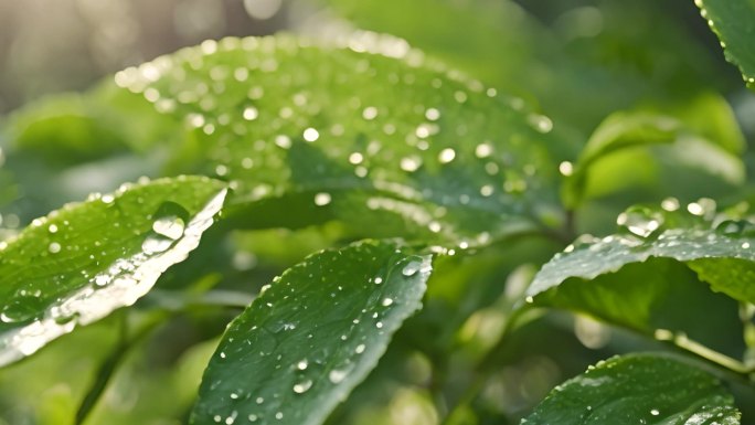 阳光 雨露 谷雨 植物绿叶