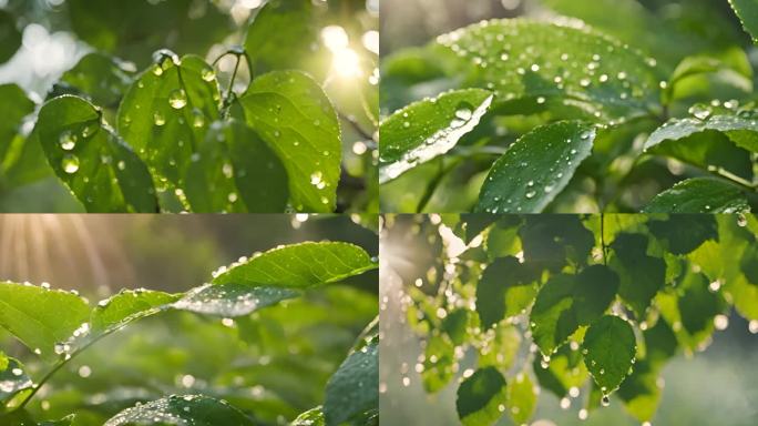 阳光 雨露 谷雨 植物绿叶