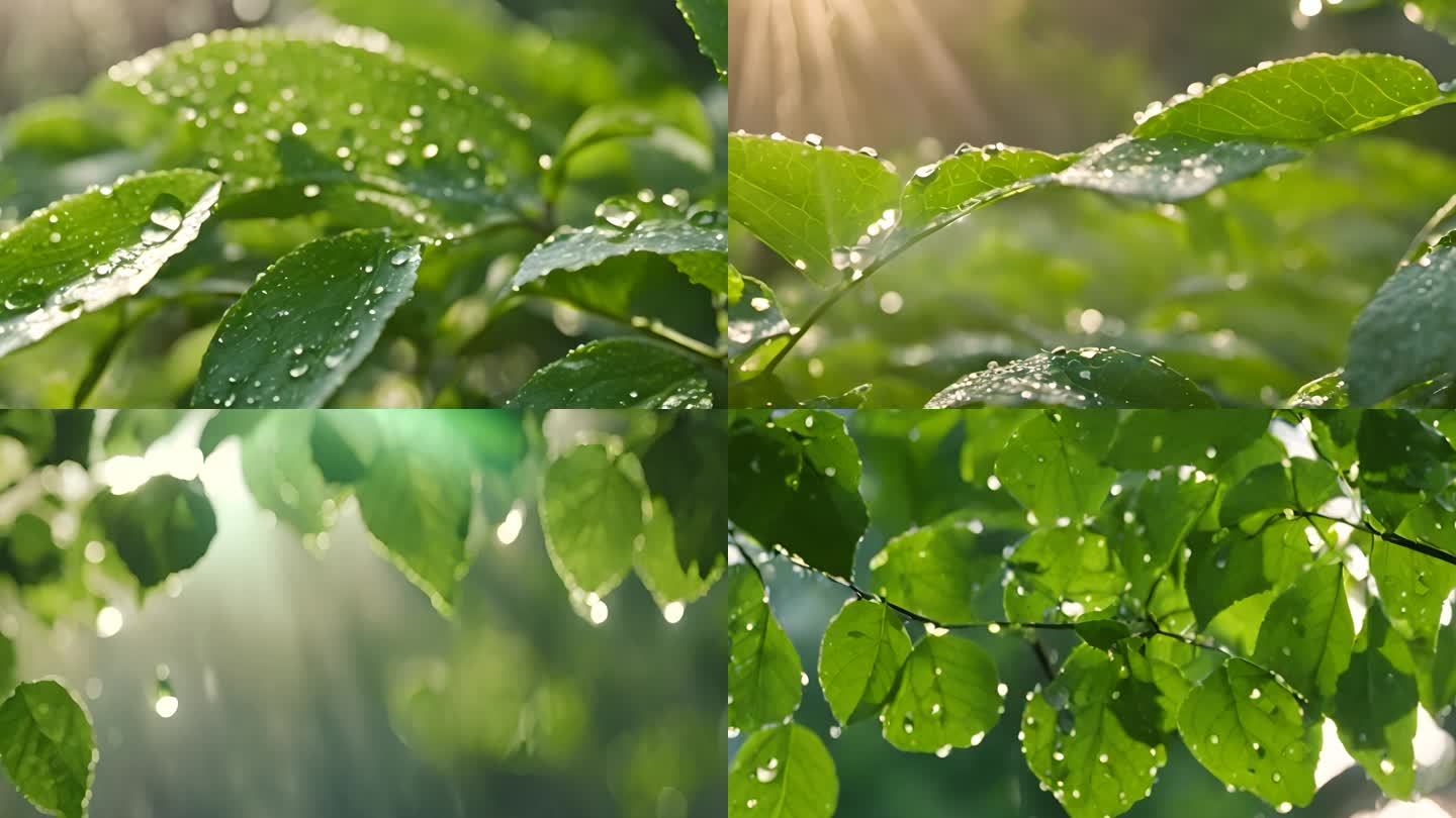 清晨雨后的大自然 植物绿叶