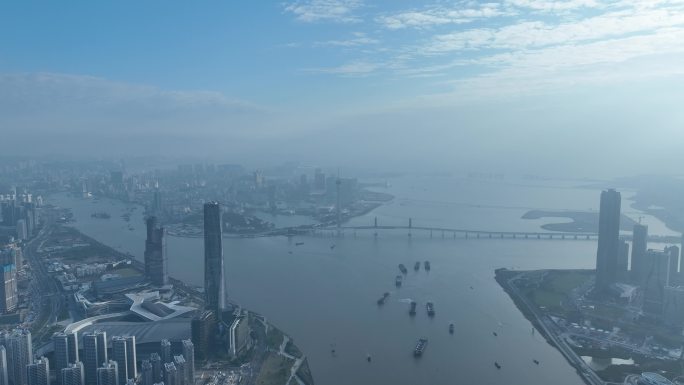 珠海中心大厦航拍城市摩天大楼珠海建筑风光