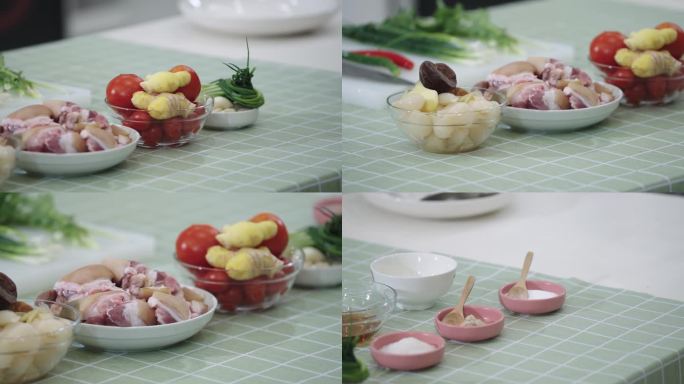 美食节目烹饪教学猪脚特色菜材料实拍素材