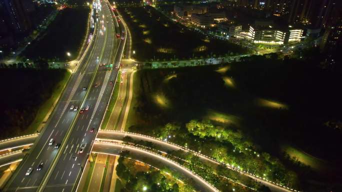 杭州萧山区立交桥夜景视频素材9