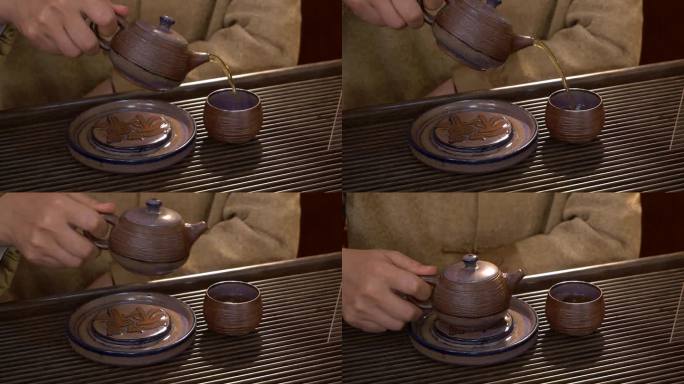 紫砂壶倒茶出汤空镜1