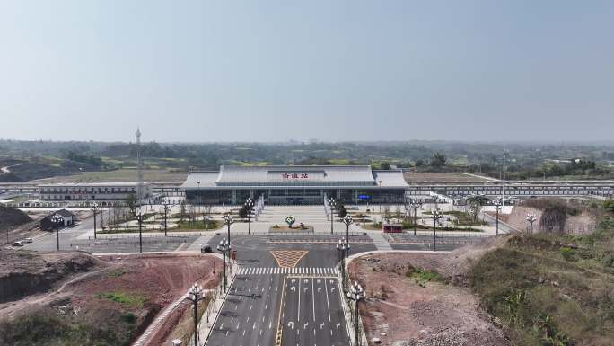 自贡市沿滩区高铁站航拍
