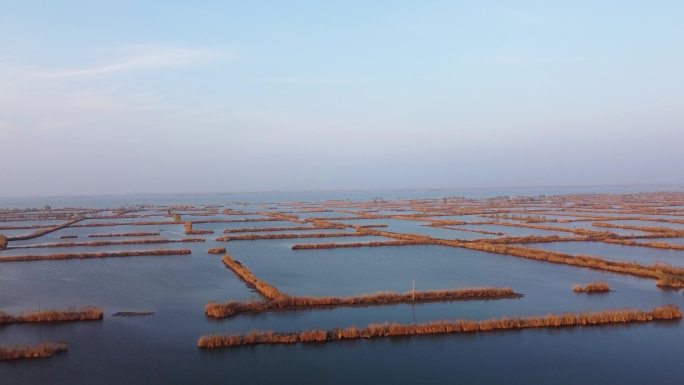 微山湖风光航拍丨一段奇特景象的湖面