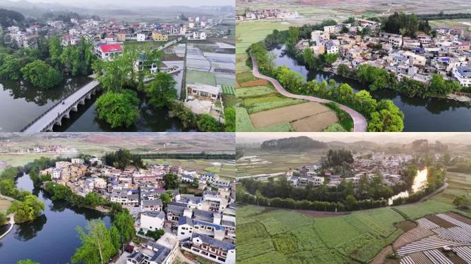 4k 航拍乡村振兴乡村邢江河景区