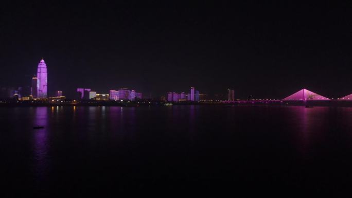 航拍武汉江滩夜景集合