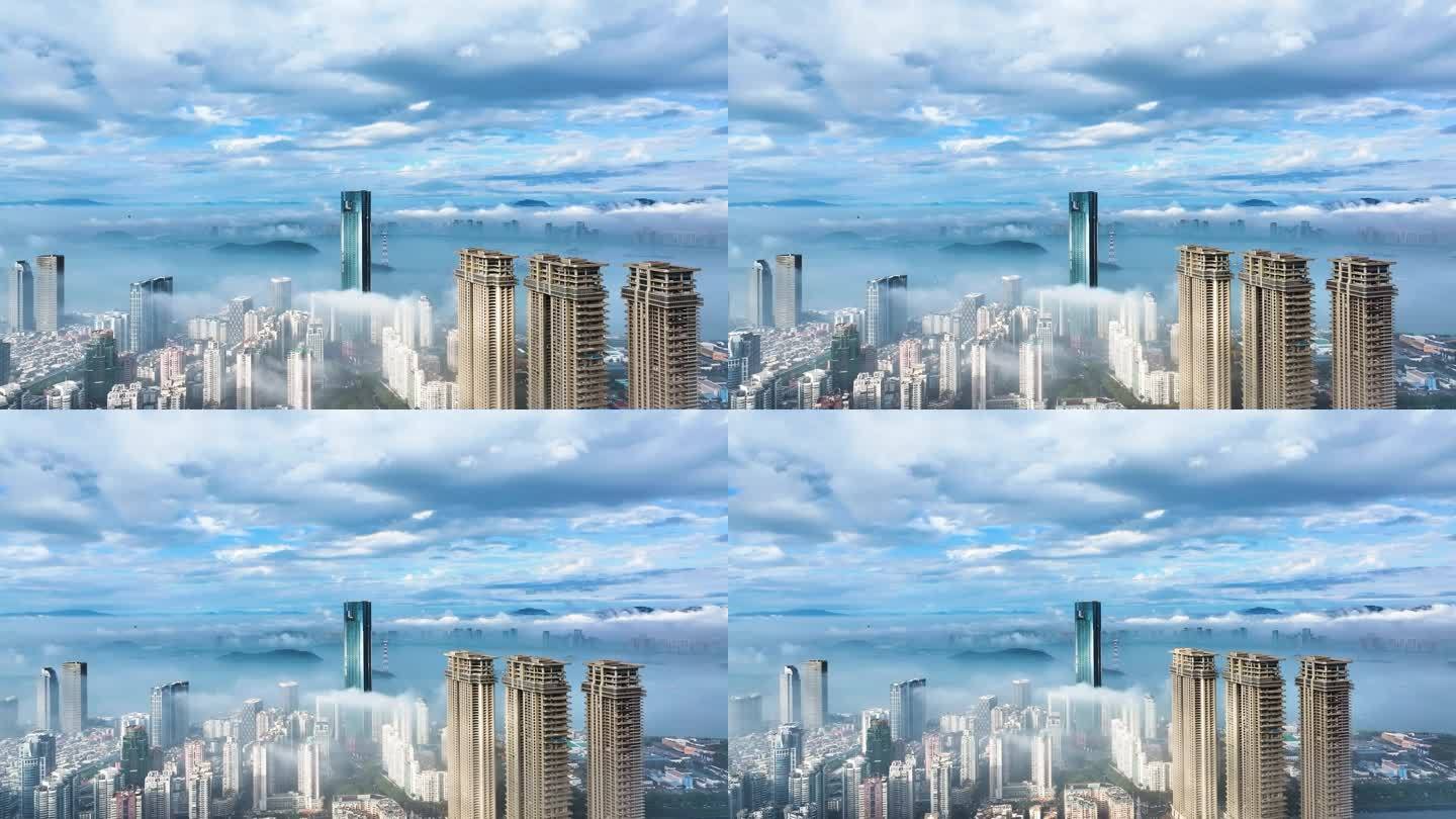 厦门第一高楼帝景苑平流雾4K航拍