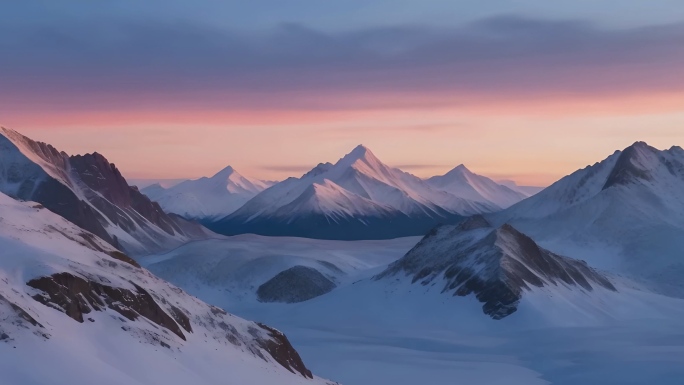 震撼唯美落日霞光雪山延时