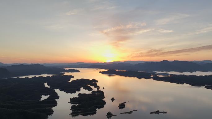 千岛湖晚霞航拍