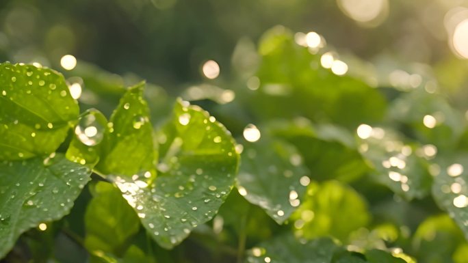 阳光雨露 雨后大自然 植物绿叶