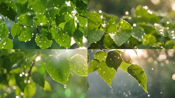 阳光雨露 雨后大自然 植物绿叶