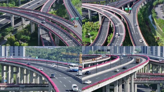 杭州 高架 月季 市政 航拍 交通