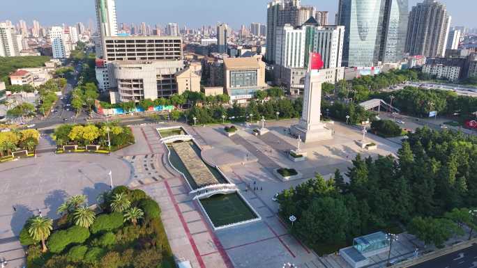 江西南昌八一广场航拍城市风景风光东湖区