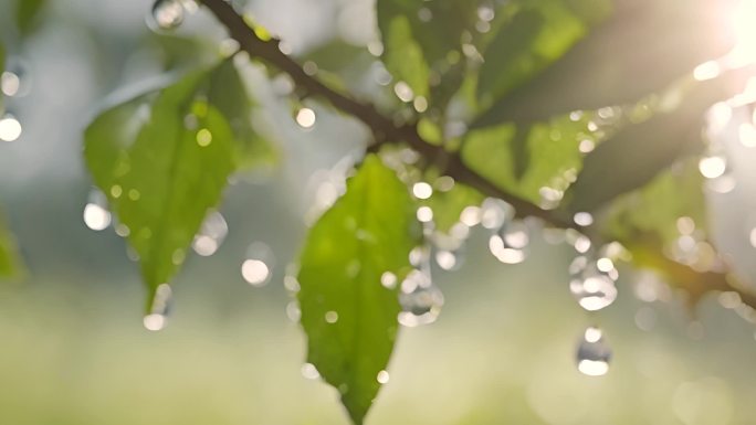 谷雨 雨后的植物在滴水