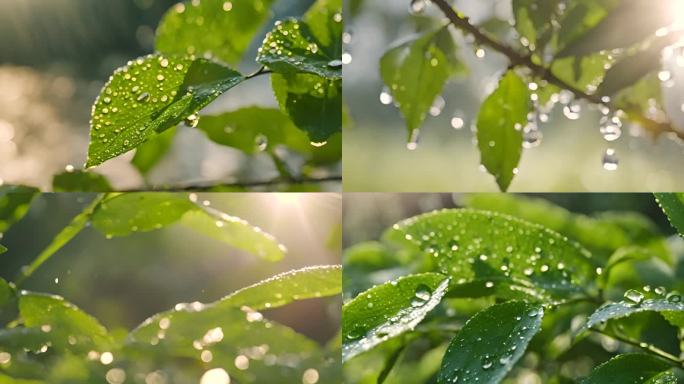 谷雨 雨后的植物在滴水