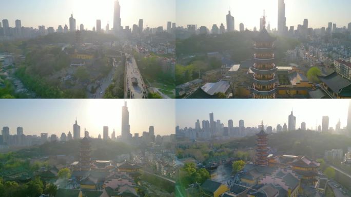 南京市玄武区古鸡鸣寺樱花风景视频素材航拍