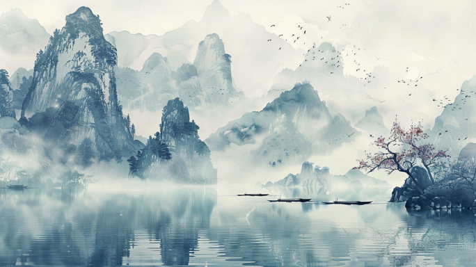 多种风格中国山水 水墨画 卷轴 画卷