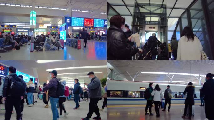 上海虹桥火车站春运乘客乘车人流视频素材