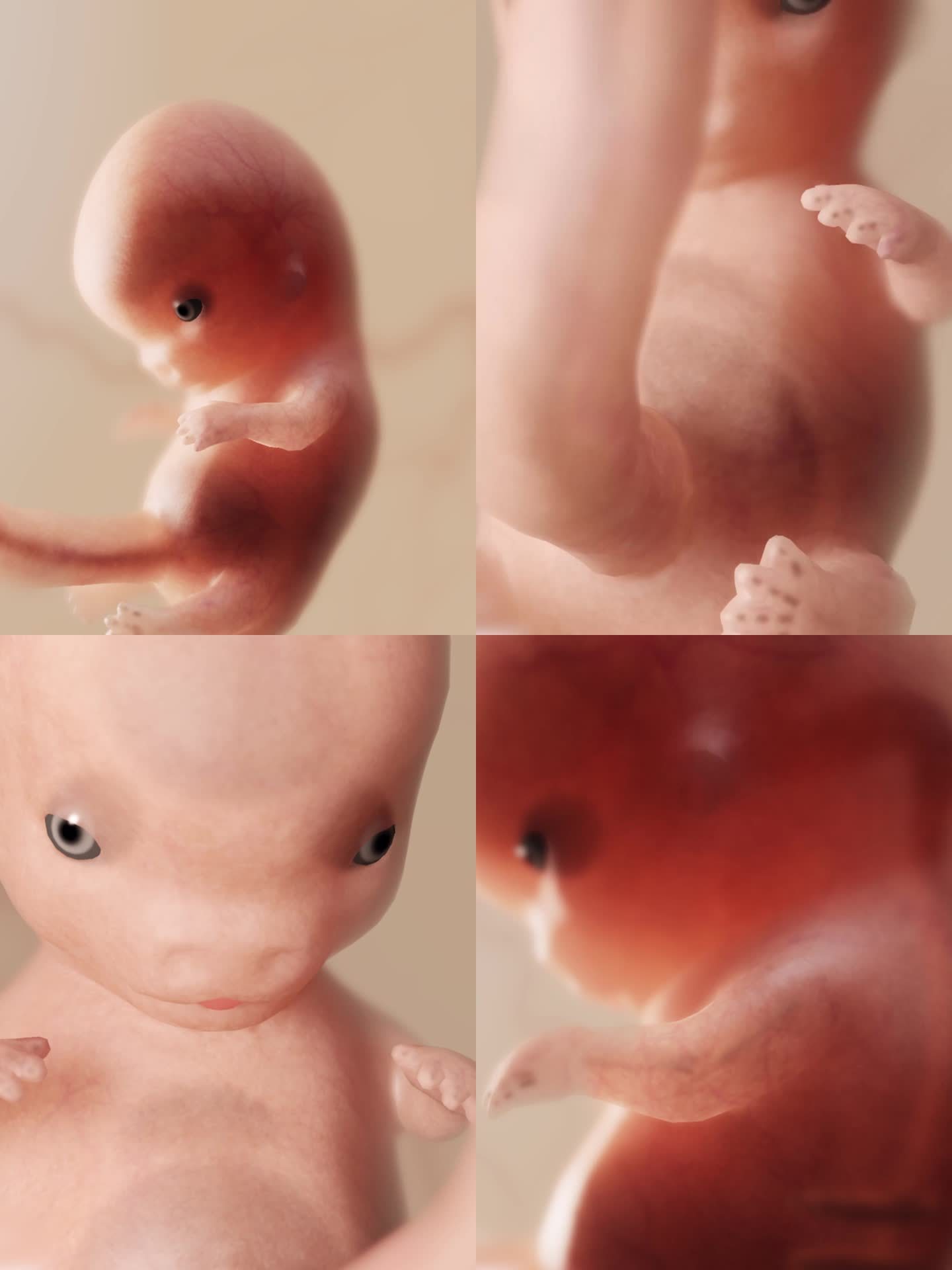 胚胎发育过程9周胎心妊娠早期关节眼睛发育