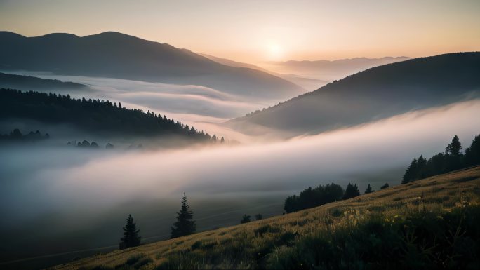 云海山巅云端风景山河山水画卷