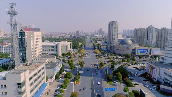 4k-南通海安城市道路城市风景航拍