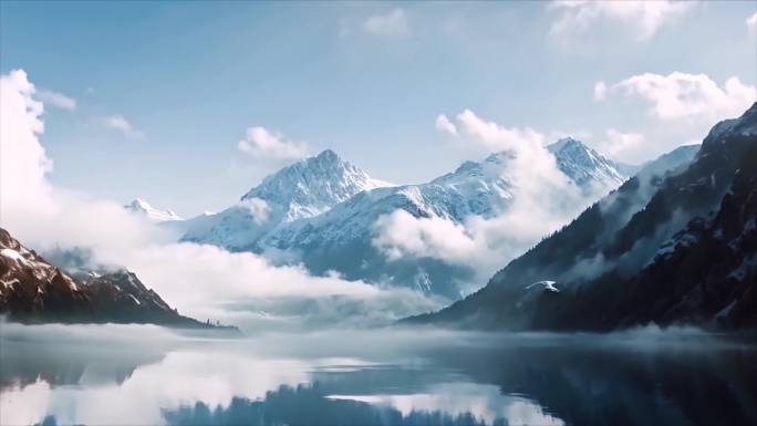 日出雪山山峰山脉云海唯美风景风光ai素材