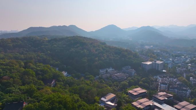 杭州城隍阁景区航拍上城区风景风光素材