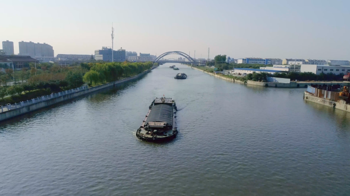 4k-城市运河海安城市河道水路运输河闸