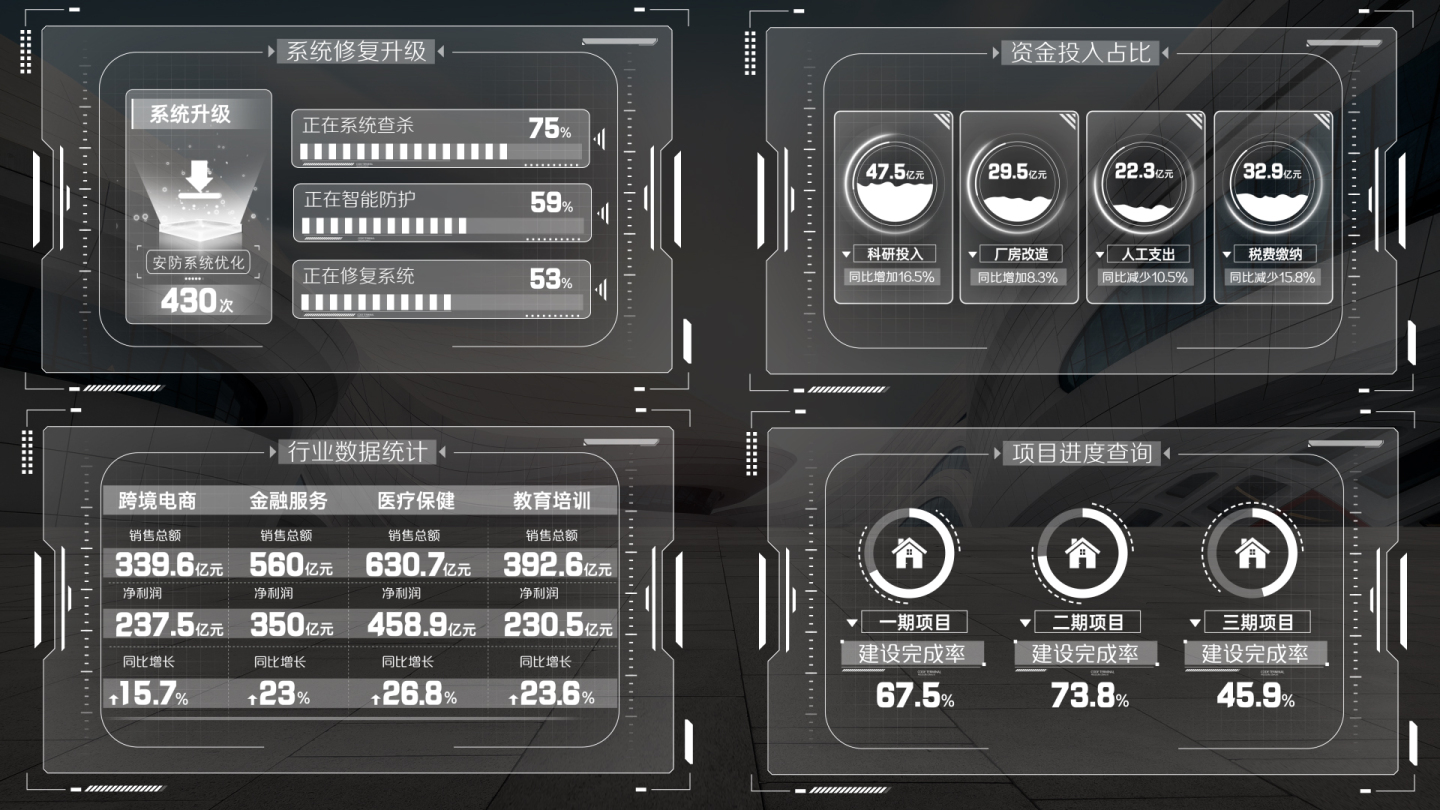 白色科技框科技屏HUD