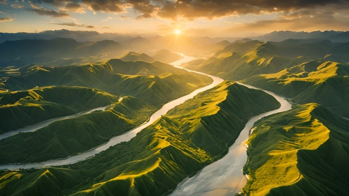 中国长江黄河唯美大气航拍风景