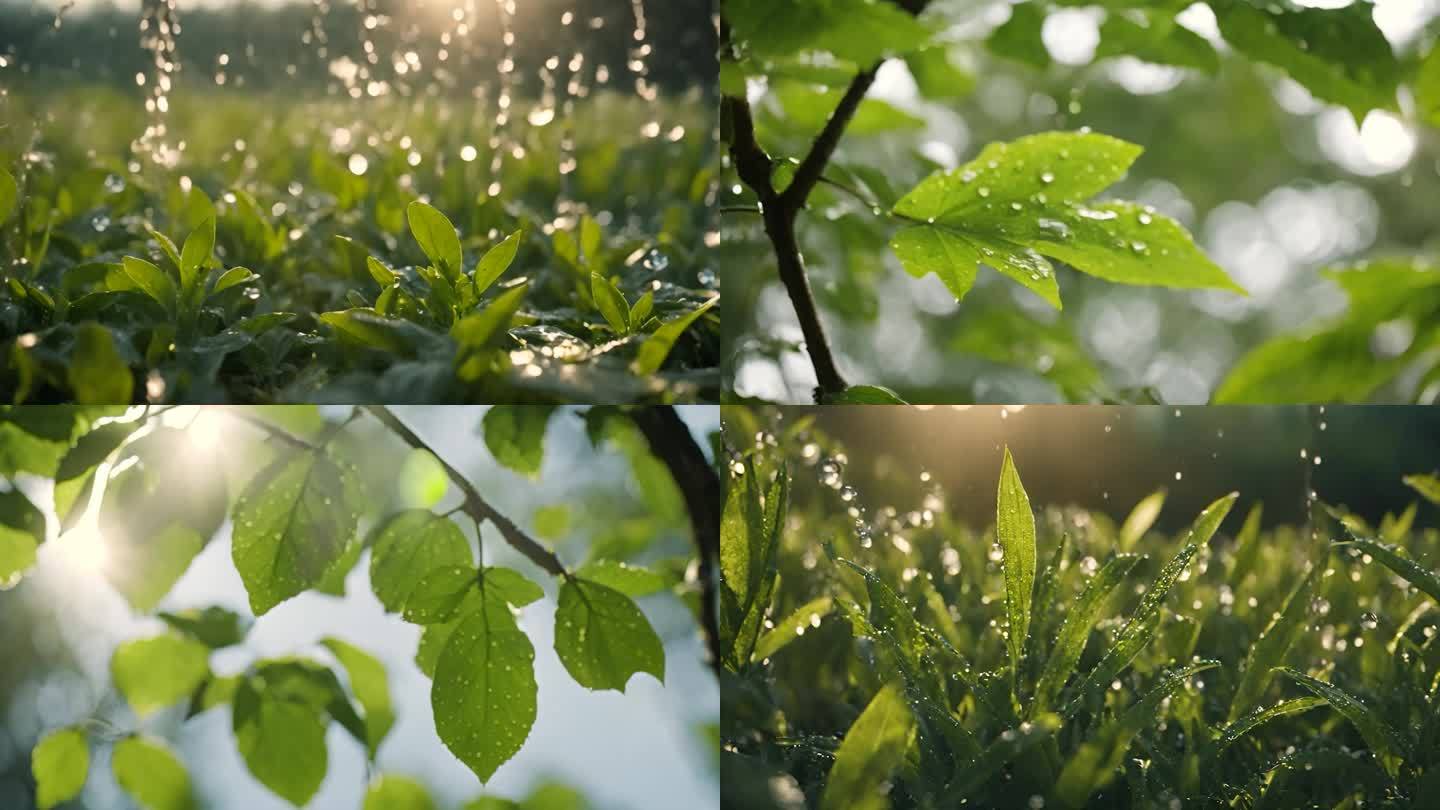 阳光 雨露 植物叶片