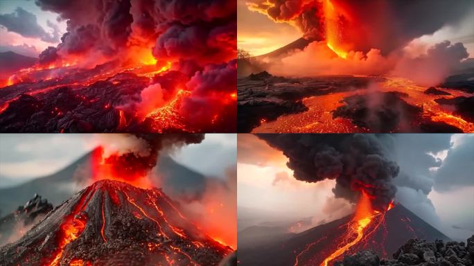 末日活火山爆发喷发岩浆自然灾害ai素材原