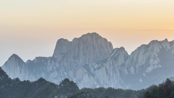 华山清晨日出延时延时摄影