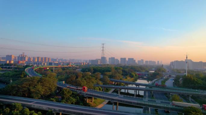 杭州钱塘新区下沙立交桥城市风景视频素材4