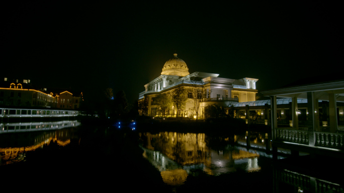 4k-高档别墅城堡庄园浪漫欧式建筑夜景秀