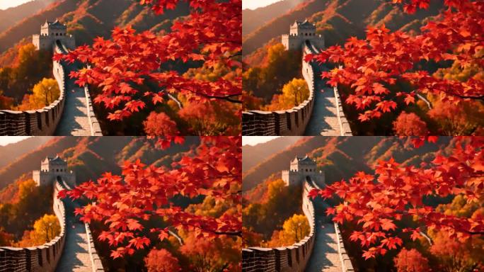 长城 秋天 枫叶 红叶  万里长城 中国