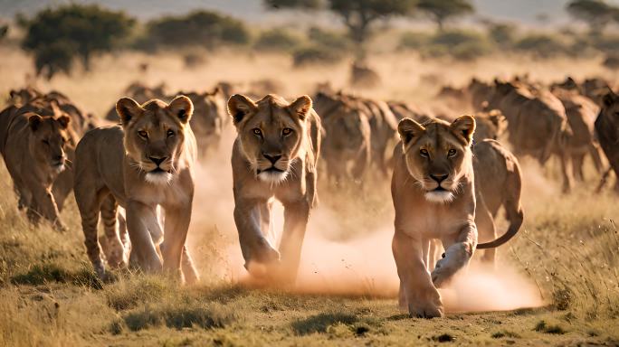 狮子群非洲狮