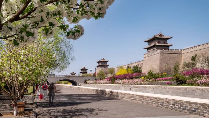 大同市平城区西城墙护城河海棠延时