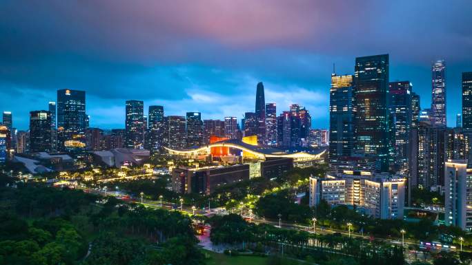 深圳福田航拍夜景延时