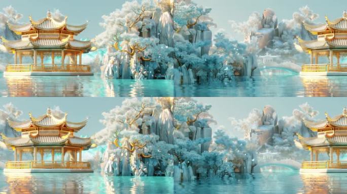 【7K】中国风 国潮山水庭院