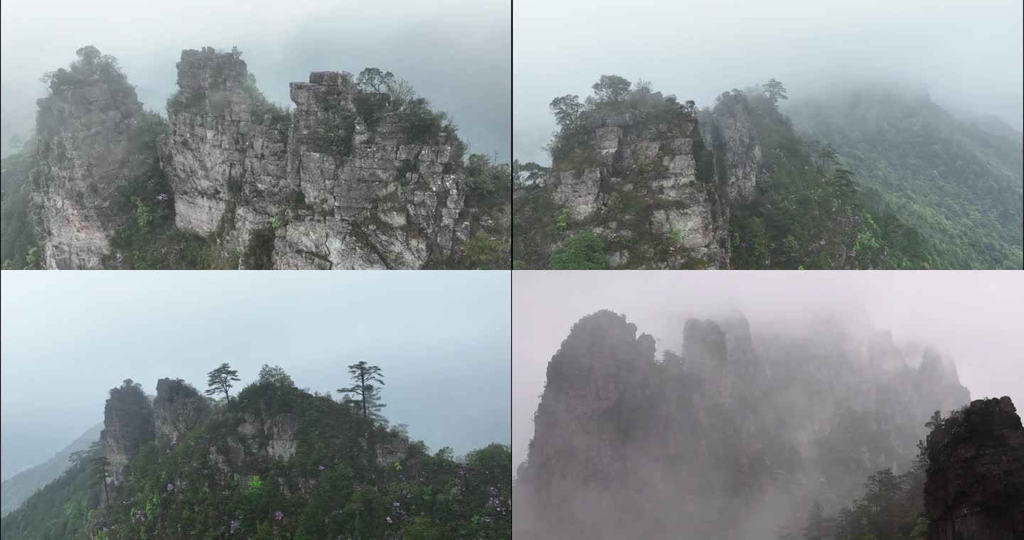 广西金秀圣堂山丹霞险峰雾海景观4K视频