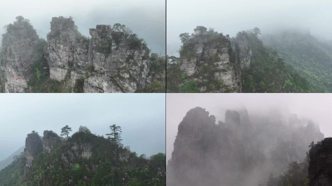 广西金秀圣堂山丹霞险峰雾海景观4K视频