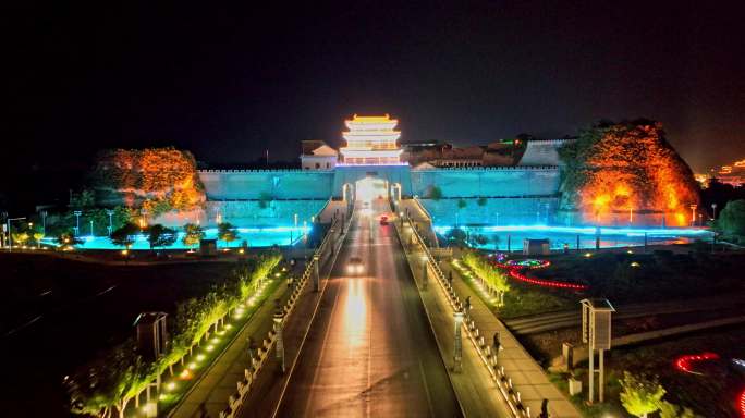 甘肃庆阳庆城县夜景日转夜航拍