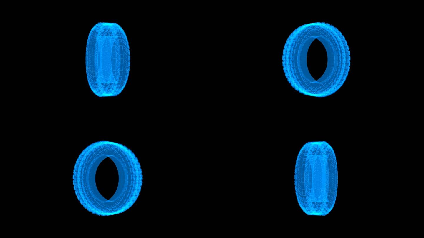 蓝色线框全息科技橡胶轮胎素材带通道